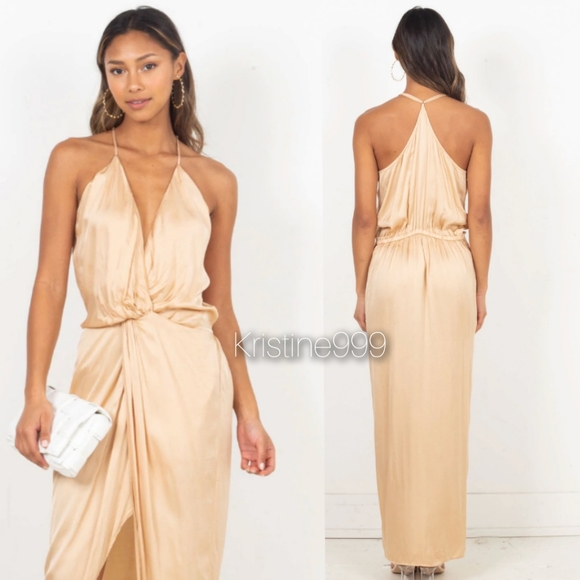 Young Fabulous & Broke Dresses & Skirts - Young Fabulous & Broke Siren Slip Dress in Silky Camel Sand Beige NEW 2022